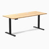 Desky Single Sit Stand Desk, Bamboo desktop, Black frame