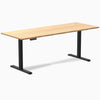Desky Single Sit Stand Desk, Bamboo desktop, Black frame