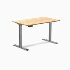 Desky Single Sit Stand Desk, Bamboo desktop, Space Gray frame