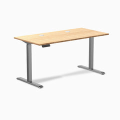 Desky Single Sit Stand Desk, Bamboo desktop, Space Gray frame