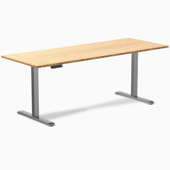 Desky Single Sit Stand Desk, Bamboo desktop, Space Gray frame