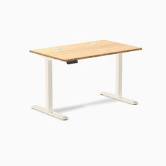 Desky Single Sit Stand Desk, Bamboo desktop, Wheat frame