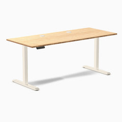 Desky Single Sit Stand Desk, Bamboo desktop, Wheat frame