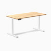 Desky Single Sit Stand Desk, Bamboo desktop, White frame