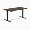 Desky Single Sit Stand Desk, Dark Bamboo desktop, Black frame