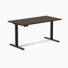 Desky Single Sit Stand Desk, Dark Bamboo desktop, Black frame