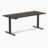Desky Single Sit Stand Desk, Dark Bamboo desktop, Black frame