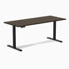 Desky Single Sit Stand Desk, Dark Bamboo desktop, Black frame