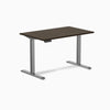 Desky Single Sit Stand Desk, Dark Bamboo desktop, Space Gray frame