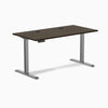 Desky Single Sit Stand Desk, Dark Bamboo desktop, Space Gray frame