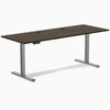 Desky Single Sit Stand Desk, Dark Bamboo desktop, Space Gray frame