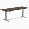 Desky Single Sit Stand Desk, Dark Bamboo desktop, Space Gray frame