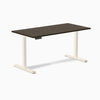 Desky Single Sit Stand Desk, Dark Bamboo desktop, Wheat frame