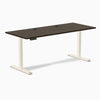 Desky Single Sit Stand Desk, Dark Bamboo desktop, Wheat frame