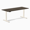 Desky Single Sit Stand Desk, Dark Bamboo desktop, Wheat frame