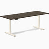 Desky Single Sit Stand Desk, Dark Bamboo desktop, Wheat frame