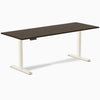 Desky Single Sit Stand Desk, Dark Bamboo desktop, Wheat frame