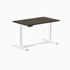 Desky Single Sit Stand Desk, Dark Bamboo desktop, White frame