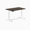 Desky Single Sit Stand Desk, Dark Bamboo desktop, White frame