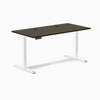 Desky Single Sit Stand Desk, Dark Bamboo desktop, White frame