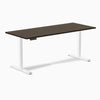 Desky Single Sit Stand Desk, Dark Bamboo desktop, White frame