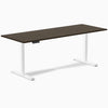 Desky Single Sit Stand Desk, Dark Bamboo desktop, White frame