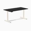 Desky Single Sit Stand Gaming Desk, Black desktop, Wheat frame