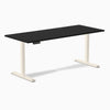 Desky Single Sit Stand Desk, Black desktop, Wheat frame