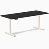 Desky Single Sit Stand Desk, Black desktop, Wheat frame