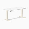 Desky Single Sit Stand Gaming Desk, White desktop, Wheat frame