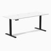 Desky Single Sit Stand Desk, White desktop, Black frame