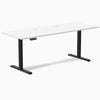Desky Single Sit Stand Desk, White desktop, Black frame