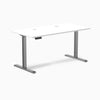 Desky Single Sit Stand Desk, White desktop, Space Gray frame