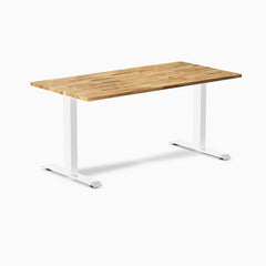 Desky Zero Hardwood Office Desk, Acacia desktop, White frame