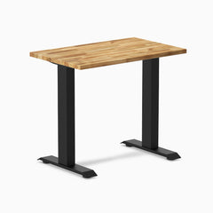 Desky Zero Mini Hardwood Office Desk, Acacia desktop, Matte Black frame