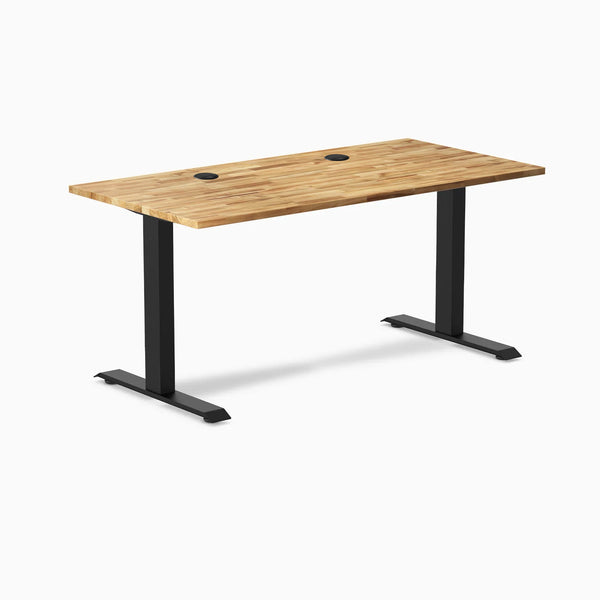 Desky Zero Hardwood Office Desk, Acacia desktop, Matte Black frame