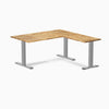 Desky Zero Hardwood L-Shape Office Desk, Acacia desktop, Gray frame