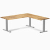 Desky Zero Hardwood L-Shape Office Desk, Acacia desktop, Gray frame