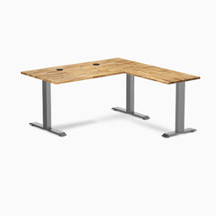 Desky Zero Hardwood L-Shape Office Desk, Acacia desktop, Space Gray frame