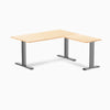 Desky Zero Hardwood L-Shape Office Desk, Maple desktop, Space Gray frame