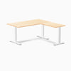 Desky Zero Hardwood L-Shape Office Desk, Maple desktop, White frame