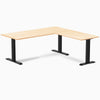 Desky Zero Hardwood L-Shape Office Desk, Maple desktop, Matte Black frame
