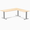 Desky Zero Hardwood L-Shape Office Desk, Maple desktop, Gray frame