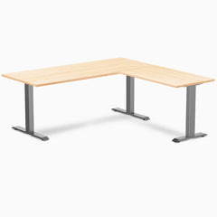 Desky Zero Hardwood L-Shape Office Desk, Maple desktop, Space Gray frame
