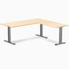 Desky Zero Hardwood L-Shape Office Desk, Maple desktop, Space Gray frame