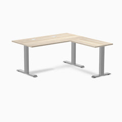 Desky Zero Laminate L-Shape Office Desk, Classic Oak desktop, Gray frame