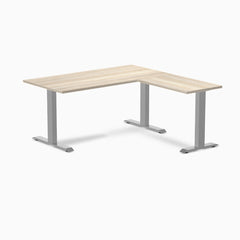 Desky Zero Laminate L-Shape Office Desk, Classic Oak desktop, Gray frame