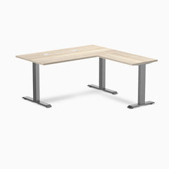 Desky Zero Laminate L-Shape Office Desk, Classic Oak desktop, Space Gray frame