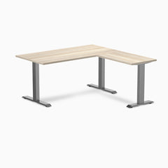 Desky Zero Laminate L-Shape Office Desk, Classic Oak desktop, Space Gray frame