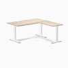 Desky Zero Laminate L-Shape Office Desk, Classic Oak desktop, White frame